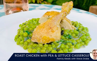 ROAST CHICKEN WITH PEA & LETTUCE CASSEROLE